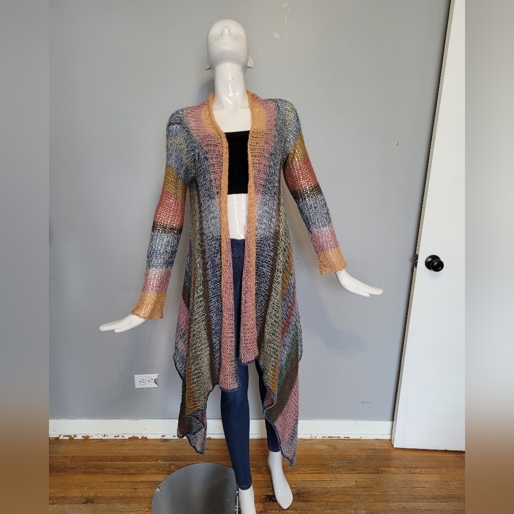 Anthropologie Knitted & Knotted Loose Knit Striped Cardigan, VGUC, Size S